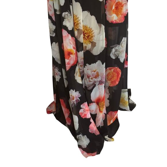 GB GIANNI BINI FLORAL PLUNGE CRISS CROSS MAXI DRESS IN BLACK PRE-OWNED MEDIUM - Picture 11 of 14